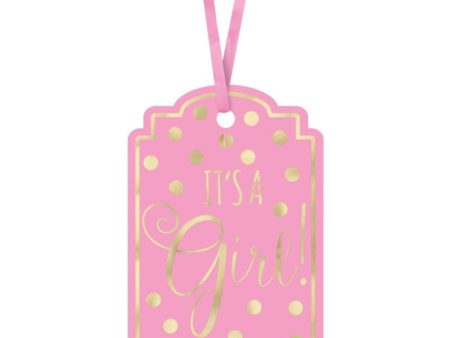 Baby Shower Pink Foil Stamped Tags 25pcs Fashion