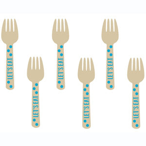 Blue Paper Mini Cocktail Wooden Forks 12pcs Online