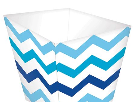 Blue Paper Mini Chevron Snack Treat Cups 36pcs on Sale