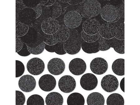 Jet Black Glitter & Foil Circle Confetti 2.25oz For Cheap