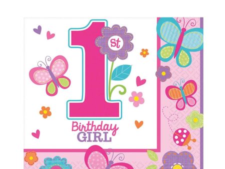 Sweet 1st Birthday Girl Lunch Tissues 36pcs For Cheap