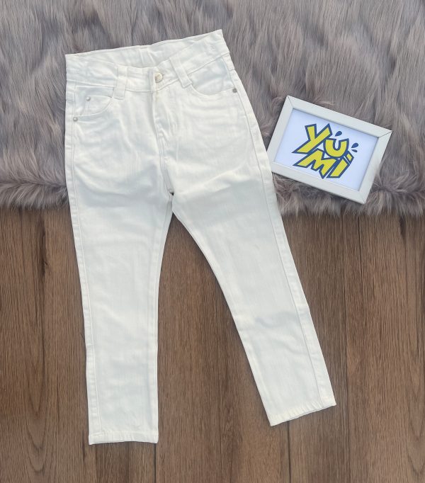 Timeless Style: Kids White Cotton jeans - Classic and Stylish. Online