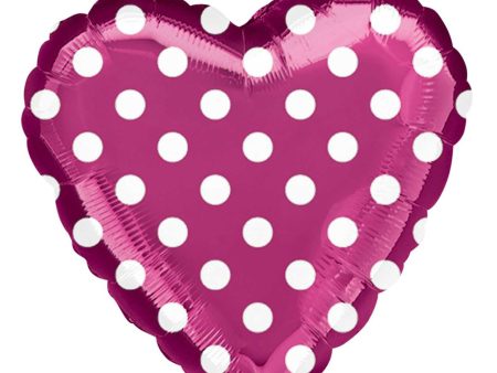 Fuchsia and Polka Dots Decorator Foil Balloon 45cm Supply