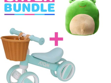 Atom Bobble Bike With Basket - Mint Green + Squish Meez Cloudeez 9  Plush Toy | Hopper Bundle For Sale