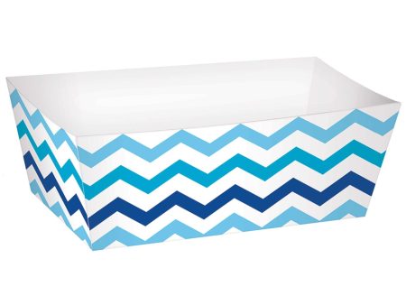 Blue Paper Mini Rectangular Chevron Snack Tray 24pcs on Sale