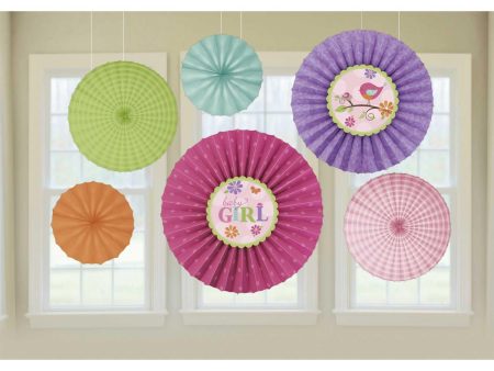 Tweet Baby Girl Paper Fan Decorations 6pcs Online Hot Sale