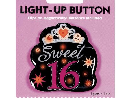 Sweet 16 Flashing Light Up Button 2 1 4in Cheap