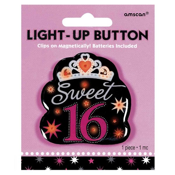 Sweet 16 Flashing Light Up Button 2 1 4in Cheap