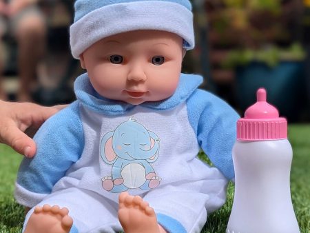 BabyBoo Bed Time Baby Doll with Bottle - Blue Fashion