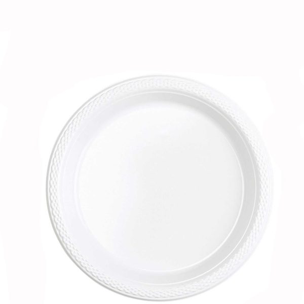 White Plastic Plates 7in, 20pcs Fashion