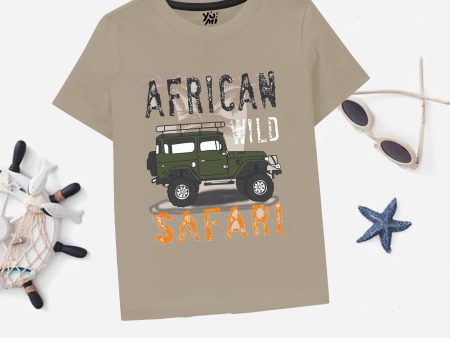 Adventure-Ready Boys  African Wild Safari Jeep Print T-Shirt Online Sale