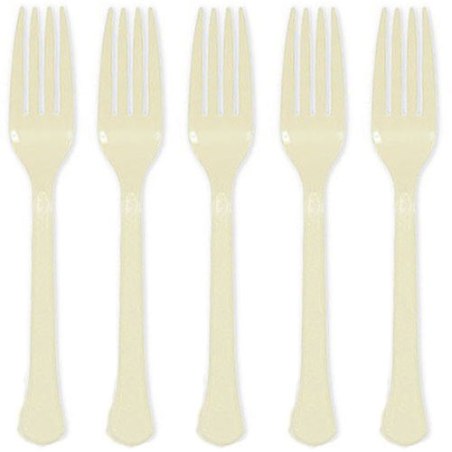 Vanilla Creme Heavy Weight Plastic Forks 20pcs Online Hot Sale