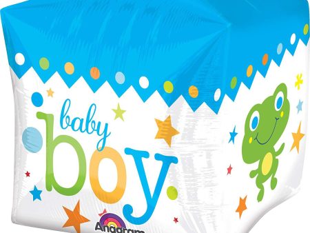 Sweet Baby Boy Clock Cube Foil Balloon 15 x 15in Sale