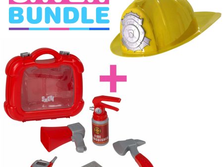 Yellow Fancy Dress Fireman Hat + Smart Fire and Rescue Playset Case Bundle For Cheap