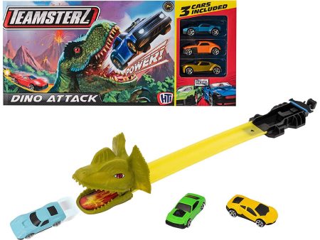 Teamsterz Speed City Dino Attack Racing Track Toy with 3 Cars Online now