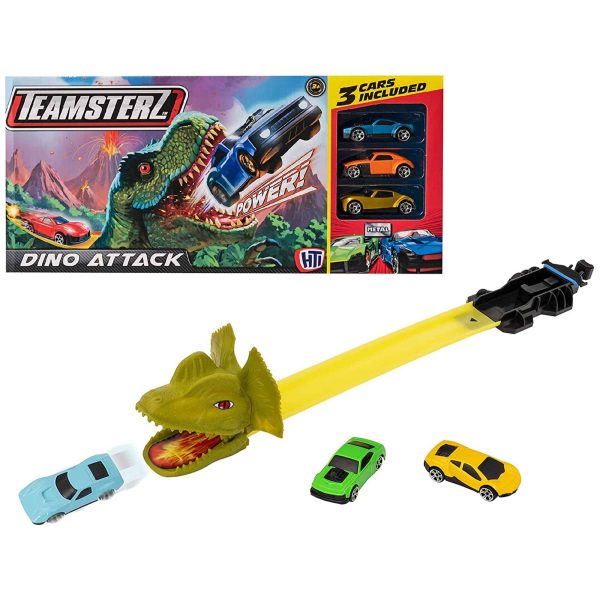 Teamsterz Speed City Dino Attack Racing Track Toy with 3 Cars Online now