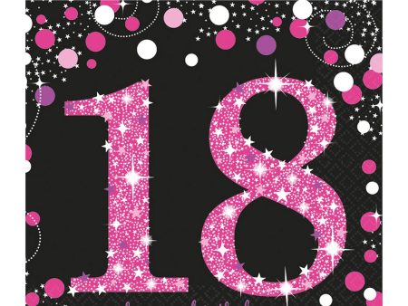 18 Pink Sparkling Celebration Lunch Tissues 16pcs Hot on Sale