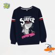 Winter Vibes: Kids  Dark Navy Shark Crewneck Winter Fleece Sweatshirt Hot on Sale