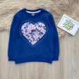 Stylish Royal Blue Sweatshirt with 3D Heart and Rhinestones Hot on Sale