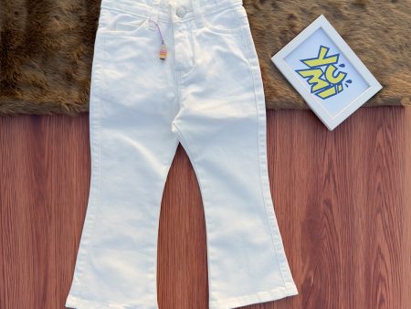 White Cotton Flare Jeans for Girls Fashion