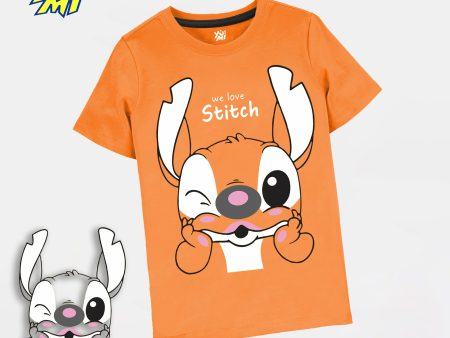 We Love Stitch Print Orange T-Shirt for Kids Online Sale