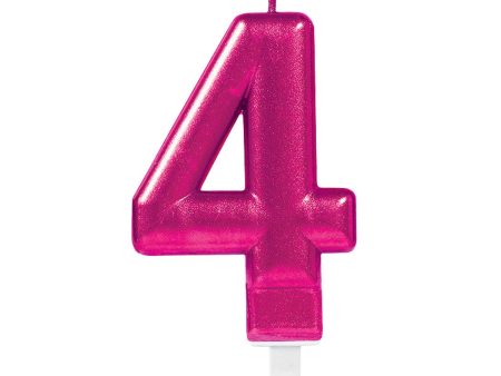 Sparkling Celebration Pink Number 4 Candle Cheap