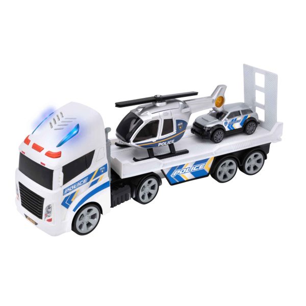 Teamsterz Mighty Machines Small Light & Sound Police Helicopter Transporter Fashion