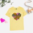 Sweet Tooth Surprise: Light Yellow Candy Heart T-Shirt for Girls Online Hot Sale