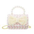 Tweed Pink Pearl Handle Bow Purse on Sale