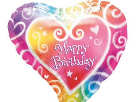 Watercolor Birthday Foil Balloon 18in Hot on Sale