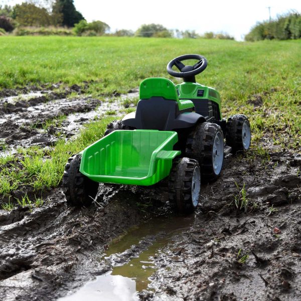 Evo 6V Electric Green Ride On Tractor With Trailer Fashion