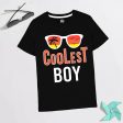 Be the Coolest Kid in Town with Our Black  Coolest Boy  T-Shirt - Summer Glasses Print For Sale