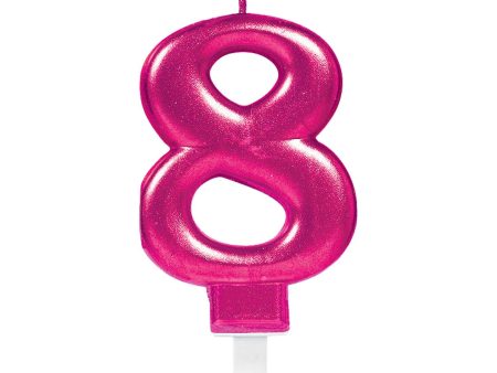 Sparkling Celebration Pink Number 8 Candle Supply