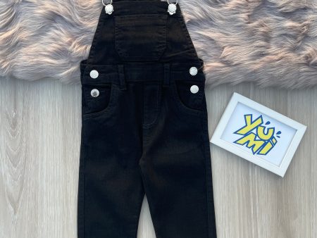 Kids Black Denim Dungaree in Stretch Fabric Online Sale