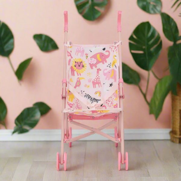 BabyBoo Single Dolls Stroller - Pink Jungle Print Dolls Buggy Online Sale