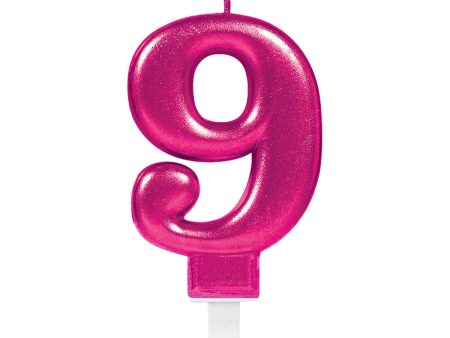 Sparkling Celebration Pink Number 9 Candle Hot on Sale