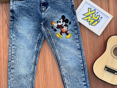 Rock and Roll Style with Kids  Blue Jeans - Mickey Guitar Embroidery Discount