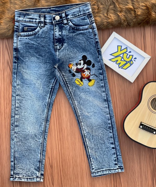 Rock and Roll Style with Kids  Blue Jeans - Mickey Guitar Embroidery Discount