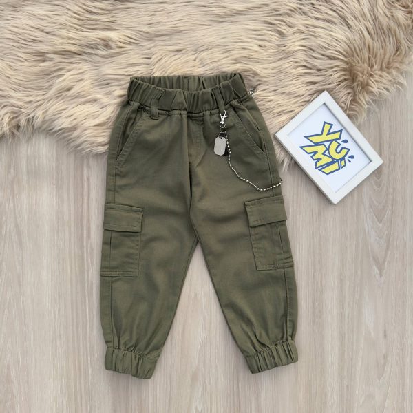 Stylish Cotton Green Cargo Trousers for Girls and Boys Sale