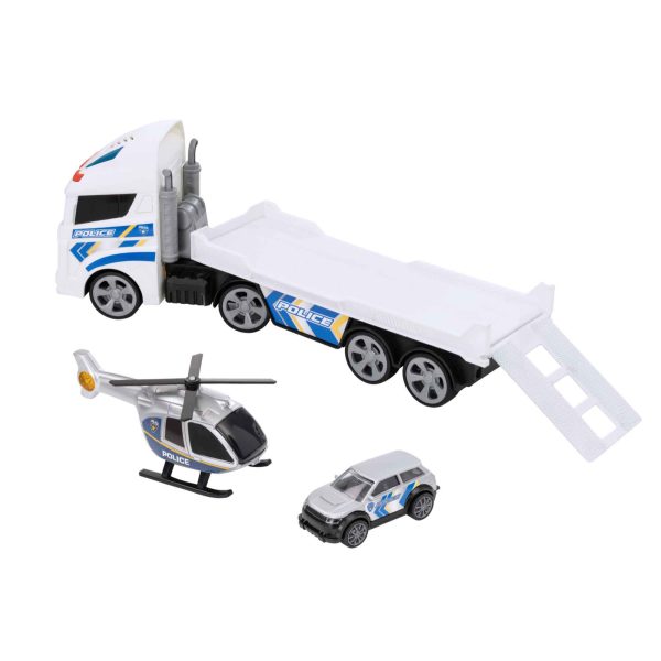 Teamsterz Mighty Machines Small Light & Sound Police Helicopter Transporter Fashion