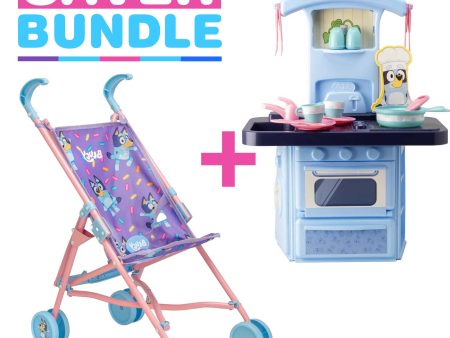 Bluey Junior Dolls Stroller + Bluey Mini Kitchen Online now