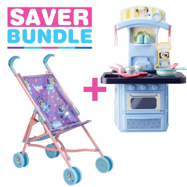 Bluey Junior Dolls Stroller + Bluey Mini Kitchen Online now