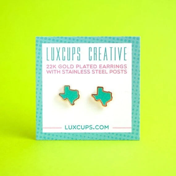 Texas Teal Glitter Earrings Sale