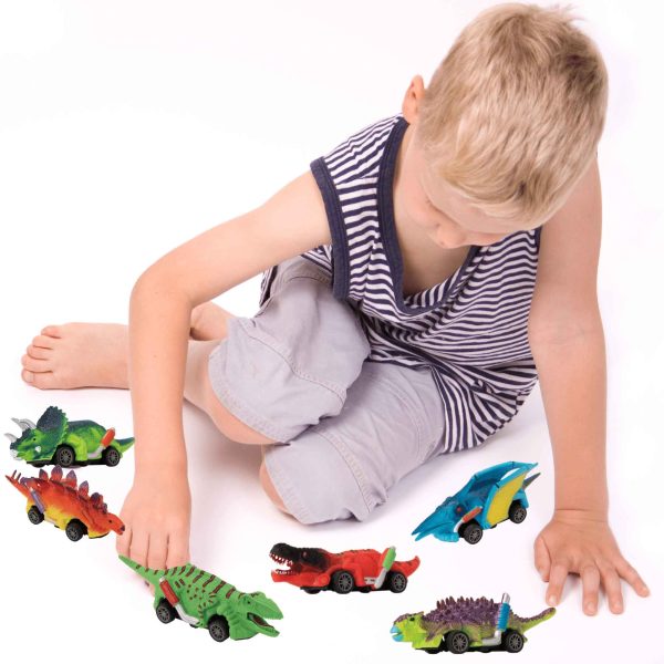 Teamsterz Beast Machine Pull-Back Dino Racers - 6 Cars Included on Sale