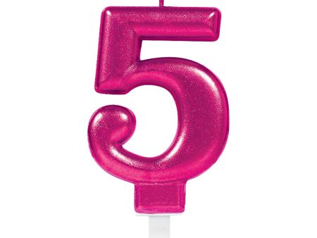 Sparkling Celebration Pink Number 5 Candle on Sale