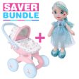 BabyBoo My First 4-IN-1 Dolls Pram + Rosie Rag Doll - Blue Bundle Hot on Sale