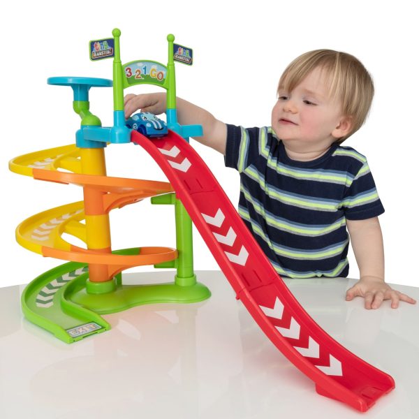 Tiny Teamsterz Spiral Raceway Launcher | Includes 1 Soft Touch Car Hot on Sale