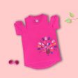 Stylish Girls Pink T-Shirt with Peacock Printing | Unique Shoulder Design For Discount