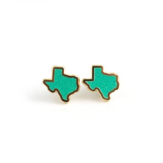 Texas Teal Glitter Earrings Sale