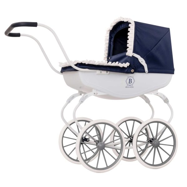 Bella Rosa Windsor Dolls Carriage Pram - Navy & White For Discount